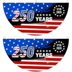 2pcs American Flag Pennant Decoration, Fade-Resistant Patriotic Banner for 4th of July, Indoor Outdoor Wall Front Door Hanging, 250th Anniversary USA Flag Bunting