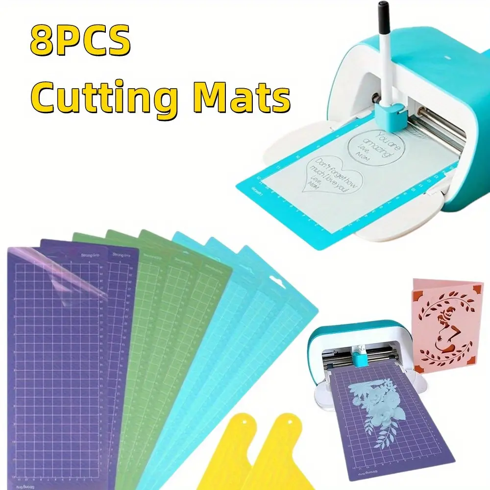 Pack of 8 Variety Cutting Mats Set with 2 Pcs Scraper,Craft Cutting Mats for Cricut Joy Series & Accessories,Handmade Paper,Kraft Paper,Tissue Paper,Embossed Cardstock,Hand Tools Kits