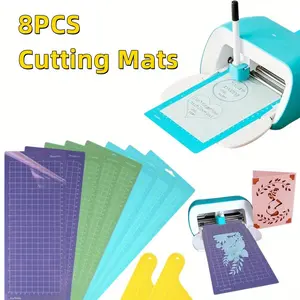 Pack of 8 Variety Cutting Mats Set with 2 Pcs Scraper,Craft Cutting Mats for Cricut Joy Series & Accessories,Handmade Paper,Kraft Paper,Tissue Paper,Embossed Cardstock,Hand Tools Kits