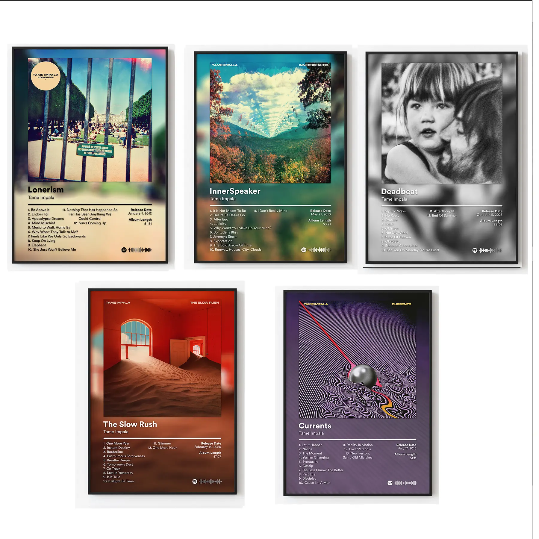 Set 5 Tamie Impala Album Cover Poster Wall Art HD Print Unframed Aesthetic Room Home House Modern Wall Decor Trendy Gift.