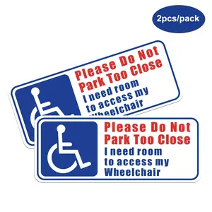 New 2026 2pcs Do Not Park Too Close, Wheelchair Needs Space Sticker, Waterproof Label Sticker On Car Windshield car decor