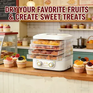 1pc Home & Pet Food Dehydrator, 5-Tray Compact Electric Food Dryer with Adjustable Temperature, 110V US Plug, Multifunctional Preserver for Fruits Vegetables Meats Jerky Herbs Snacks Pet Treats, Portable Kitchen Fruit Dryer Vegetable Dehydrator Maker