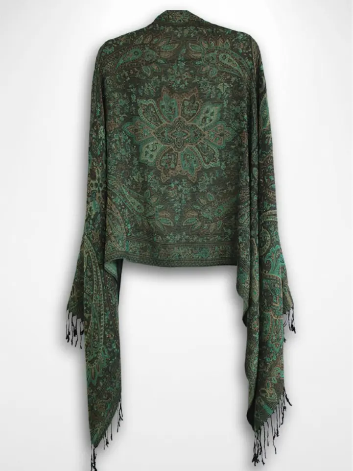 Green & Black Multi-Color Rhinestone Pashmina