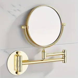 New Wall Mounted Makeup Mirror 1X/3X Magnifying Double Sided 360° Swivel Extendable Bathroom Mirror Large Size Magnified Shaving Mirror with Folding Arm Nickel Finish