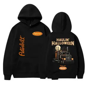 Haulin' Halloween Peterbilt Truck Hoodie – Spooky Semi Graphic Tee for Men Women, Vintage Halloween Trucker Shirt Built by Peterbilt