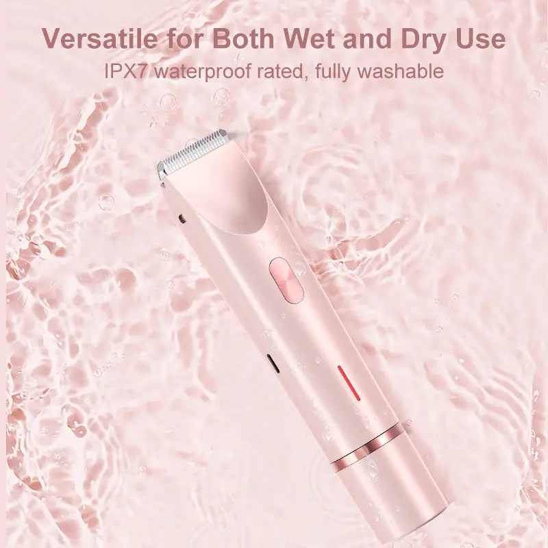 Mpotmiy New 2-in-1 Electric Bikini Trimmer for Women - Dual Head Electric Razor,Waterproof Painless Bikini Shaver, Pubic Hair Trimmer for Private Area & Body Hair,Gifts for Women,Pink set