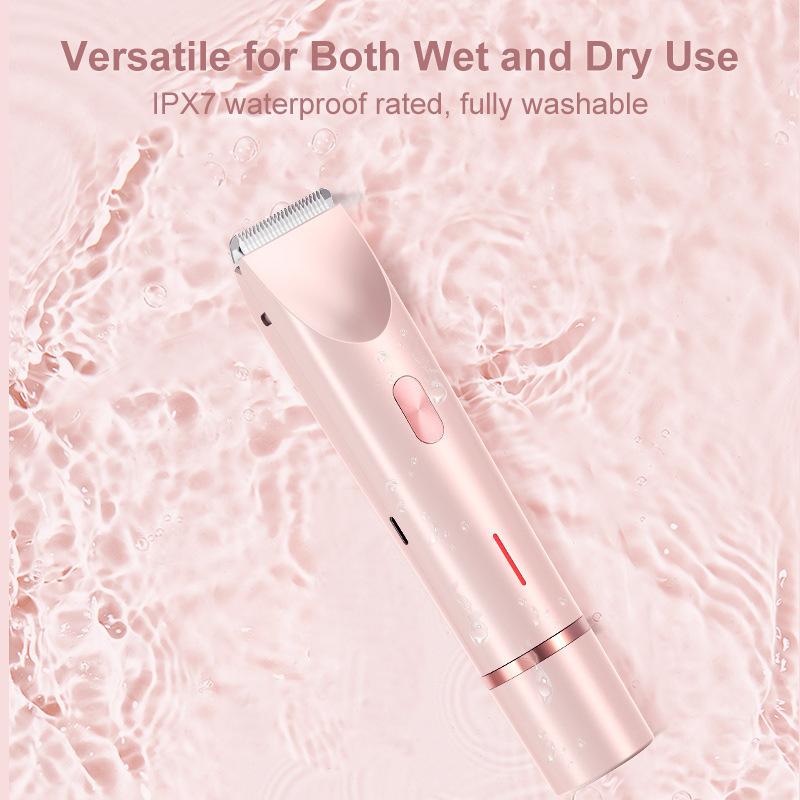 Mpotmiy Women's New 2-in-1 Wireless Electric Bikini Trimmer - Dual-Head Razor, Waterproof Painless Shaver for Private Area & Body Hair, Pink Set, Gifts for Women, Wireless Trimmer, Abs, Charger, Smoothing, Stainless Steel, Accessories For Women