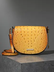 Crocodile Pattern Saddle Crossbody Bag, Adjustable Strap Shoulder Purse, Retro Casual Handbag for Women