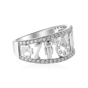 925 Sterling Silver Lucky Symbols CZ Ring