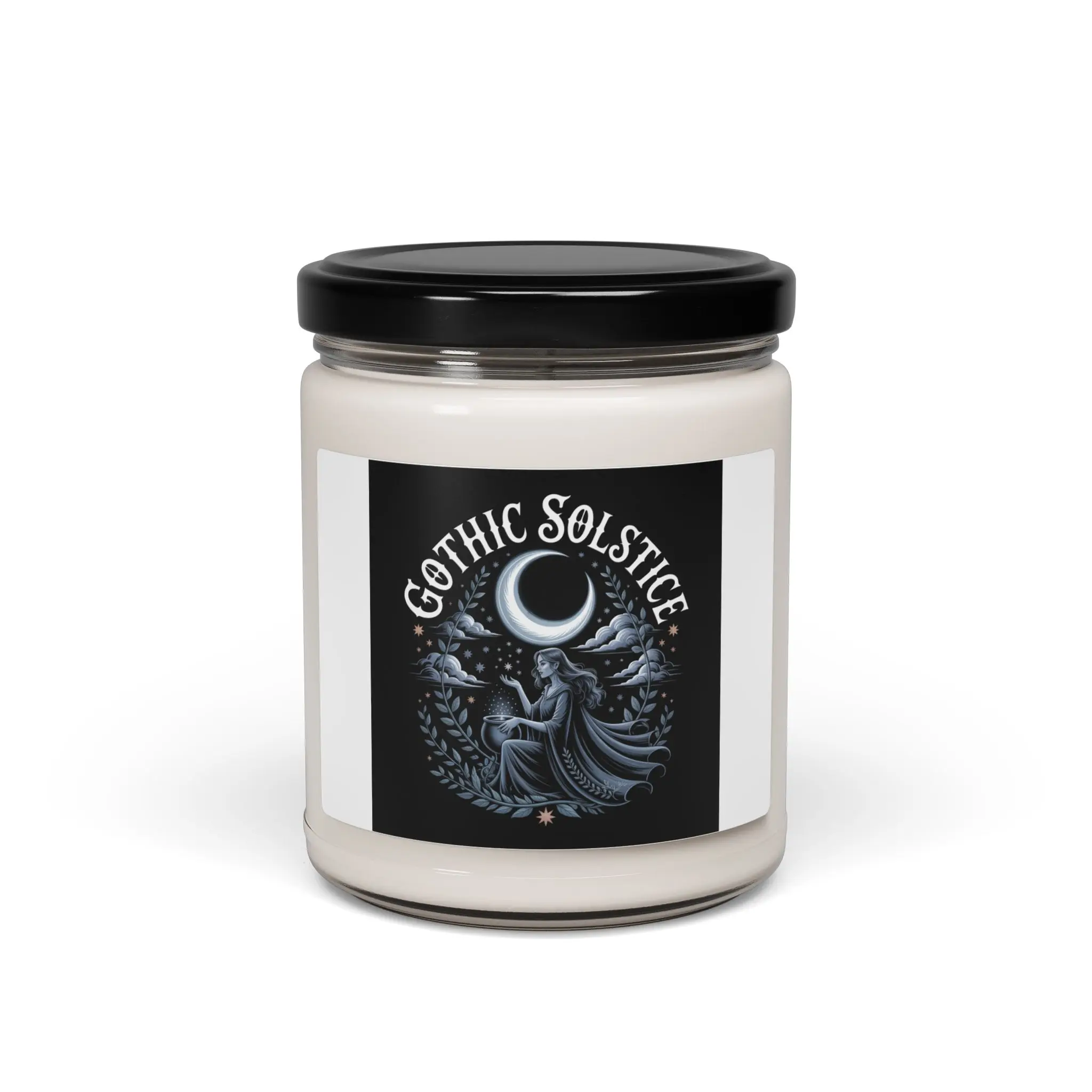 Gothic Solstice Candle, Soy Jar | Witchy Christmas, Winter Solstice Art