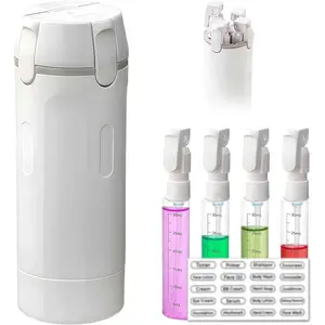 4 in 1 Travel Pump Dispenser Bottle, 30ML 4 Pack Leak-Pump Containers with Measurement & Label Stickers, for Toiletries, Shower & Travel Use (White)