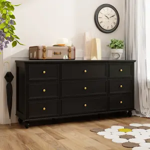 FUFU&GAGA 9 Drawer Dresser for Bedroom, 63" Wide Dresser Organizer Chest of Drawers for Nursery White Cabinet Furniture