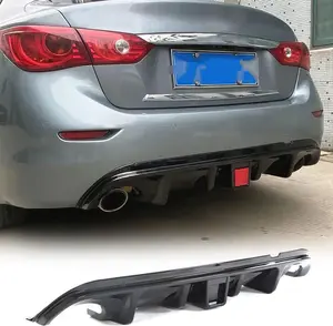 Rear Diffuser with Brake LED for Infiniti Q50 2014-2017 Rear Bumper Lip Diffuser Spoiler Splitter Rear Under Spoiler with LED Brake Light Body Kit Trim Gloss Black