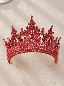 Artificial Crystal Decorated Crown Tiara, Elegant Bridal Headwear for Wedding Bridal Party Formal Occasions, Fashion Hair Accessories for Women