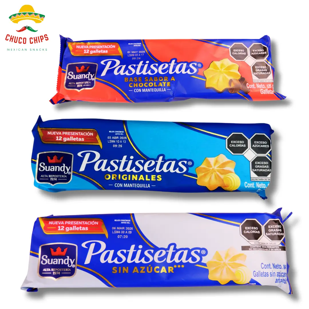 3 pack Pastisetas Original, Chocolate,Diamantes or Sin Azúcar butter cookies