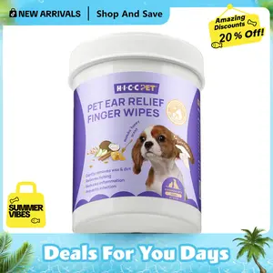 【New Arrivals】 HICC PETt Dog Ear Finger Wipes 100 Pack - Remove Wax & Stop Odor - Anti Itch Ear Cleaner for Dogs & Cats - Coconut Oil, Gentle Pet Grooming Wipes for Puppies Dog Wipes for Itchy Ears Prevent Ear Infections Natural #DealsForYouDays,summerwin