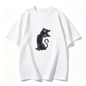 Coraline-Inspired Black Cat Women's Tee Vintage Movie Women's Shirt for Cat Lovers Crewneck Fabric (Please select the appropriate size according to the size chart)