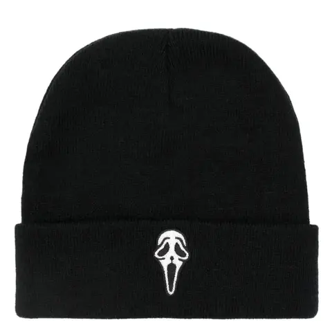 2026 New Simple Creative Knitted Hat Ghost Head Embroidered Bean Hat Autumn and Winter Outdoor Windproof Warm Hat Daily Life Commuter Decoration Unisex Beanie Fitted, Beanie Hats, Beanies