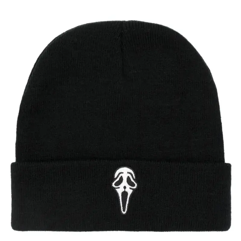 2026 New Simple Creative Knitted Hat Ghost Head Embroidered Bean Hat Autumn and Winter Outdoor Windproof Warm Hat Daily Life Commuter Decoration Unisex Beanie Fitted, Beanie Hats, Beanies