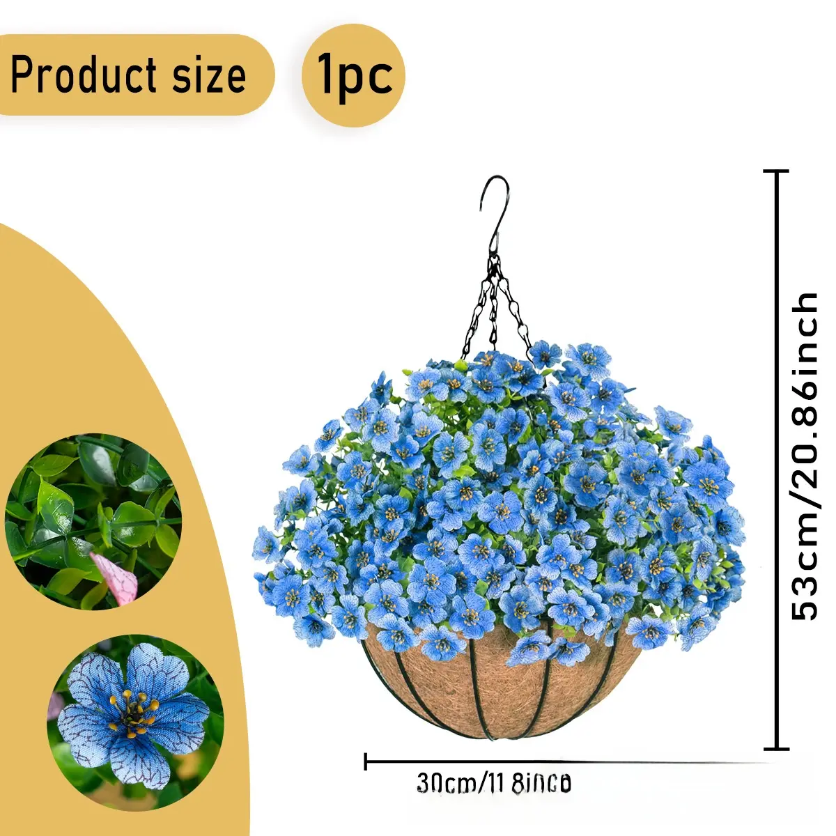 Blue hanging basket-30cm [Large quantities at favo