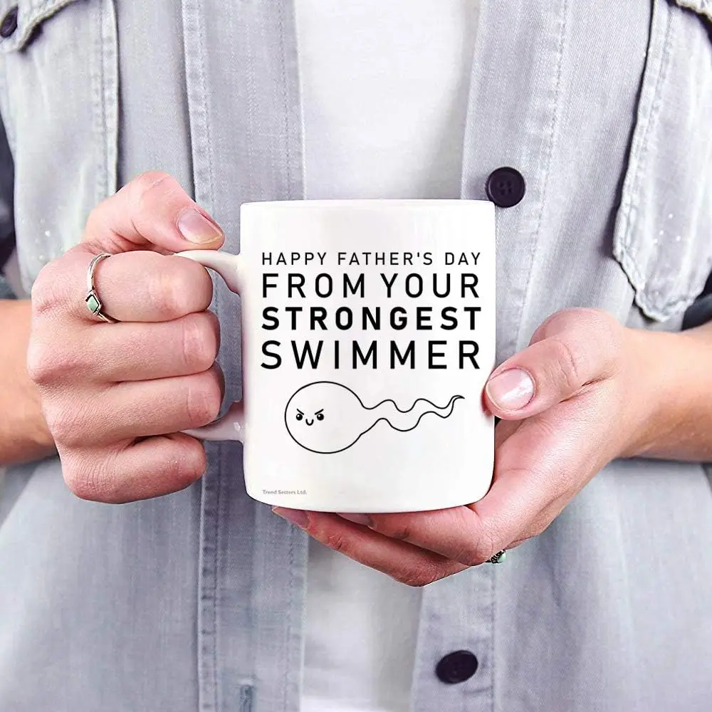 11 oz Washable Ceramic Coffee Mug - Trend Setters Father's Day Gift from Your Strongest Swimmer, Single Unit for Gifting or Collecting WMUG1169