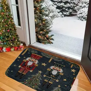 Christmas Tree Nutcracker Non-Slip Bath Mat, Flannel Memory Foam Rug, Kitchen Bathroom Laundry Room Entrance, Home Decor Gift