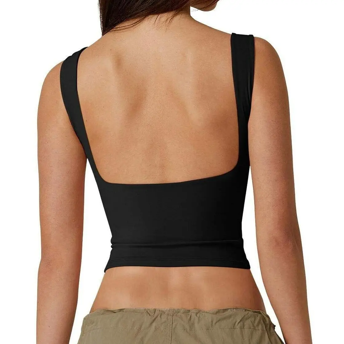 QINSEN Apparel Women's Sexy Open Back Sleeveless Crop Tank High Neck Slim Fit Cropped Tee Shirt Y2k Tops QINSEN Apparel Women's Sexy Open Back Sleeveless Crop Tank High Neck Slim Fit Cropped Tee Shirt Y2k Tops