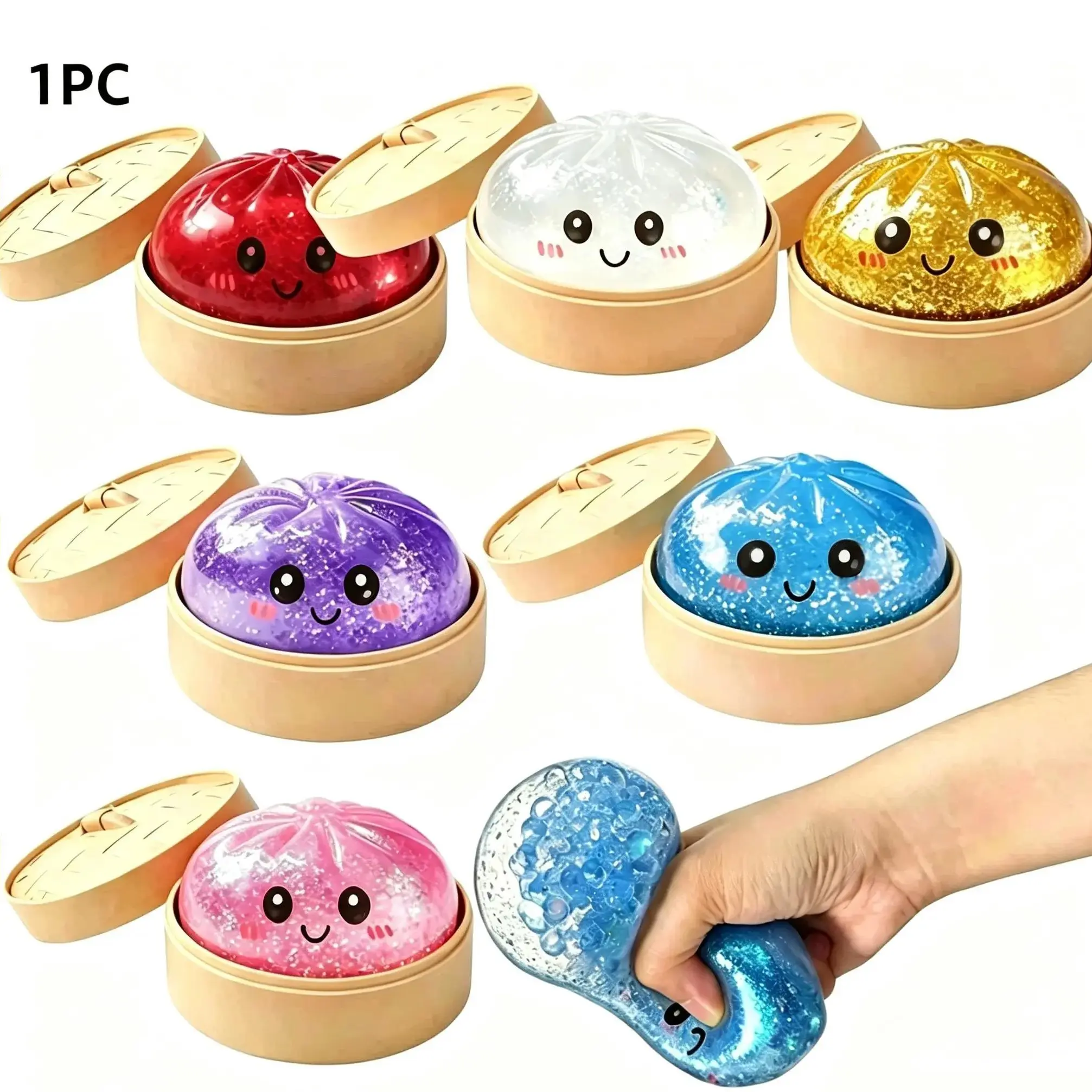 1pc Stress Relief Soft Dumpling Stress Balls, Sensory Toys, Squeezable Dough Balls, Soft Stress Relief Toys, Elastic Ball Toys, Squishy Steamed Bun, Sensory Stress Reliever