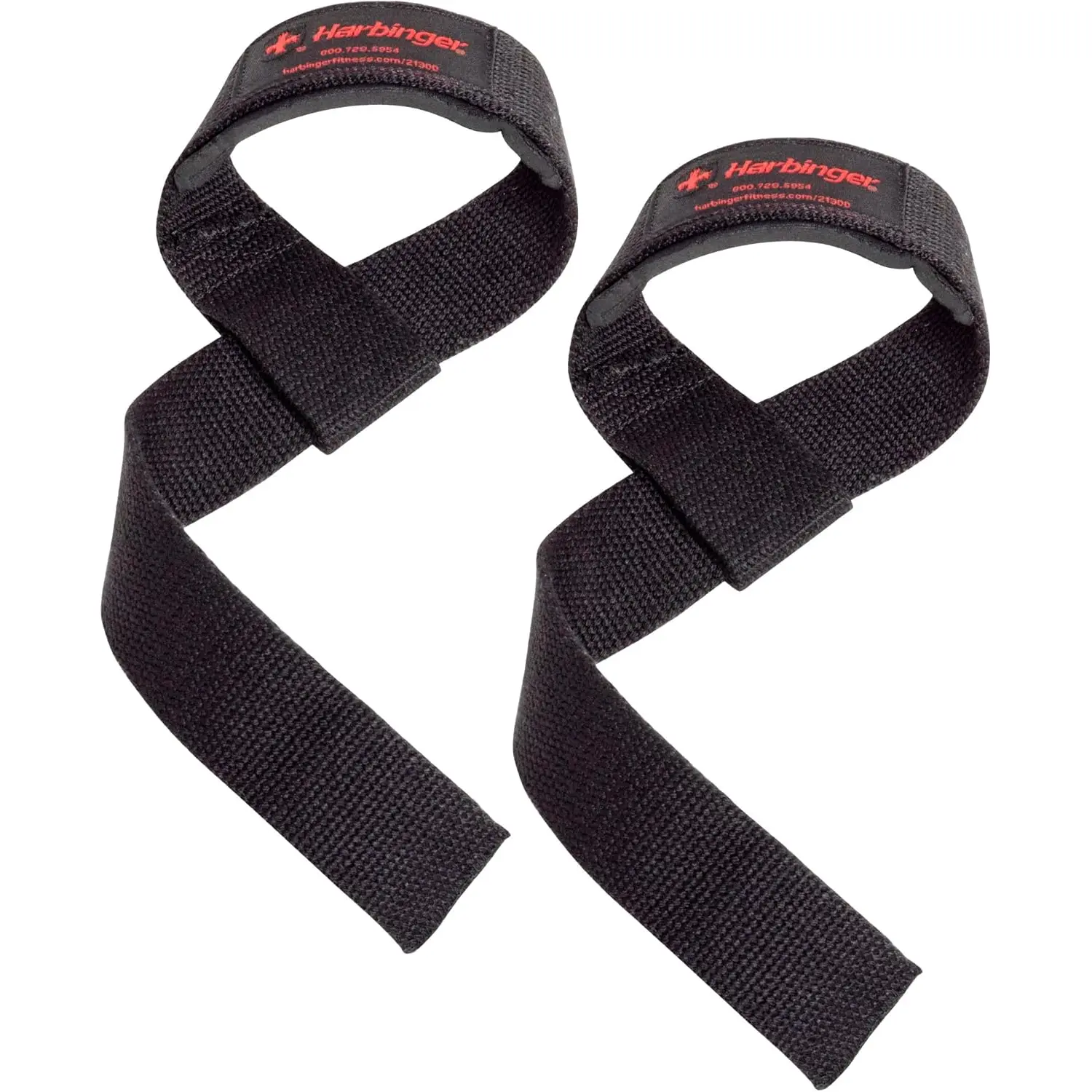 Harbinger Padded Cotton Lifting Straps with NeoTek Cushioned Wrist, 21.5 Inch Length, 1.5 Inch Width, Pair, Weightlifting Wrist Straps for Deadlifts and Strength Training