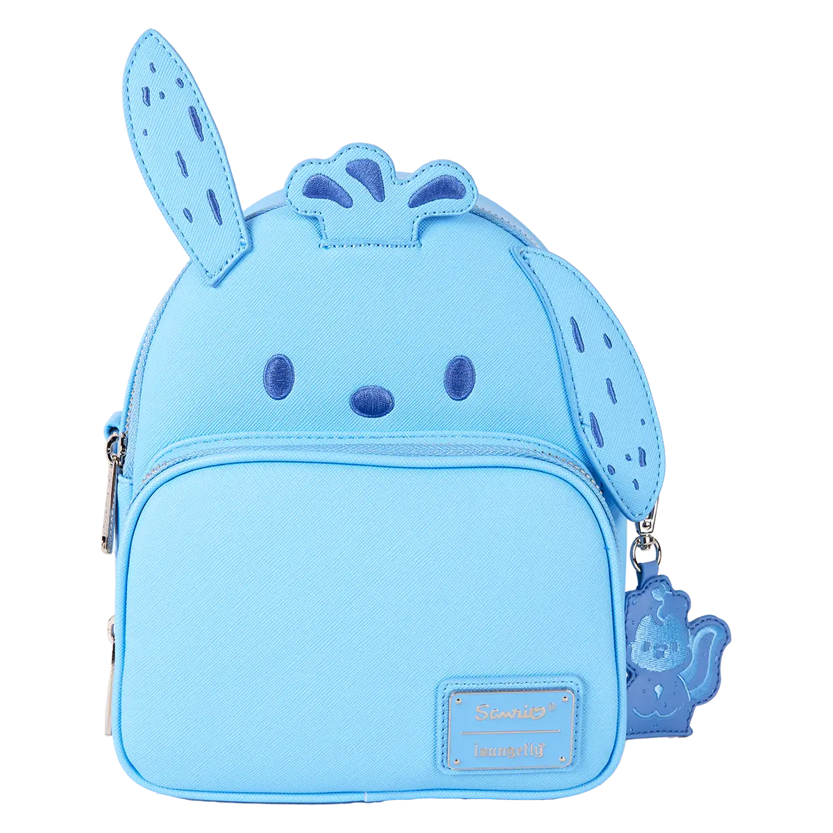 Sanrio Pochacco Monochrome Faux Leather Convertible Mini Backpack Purse, Cute Versatile Zip Crossbody Backpack Purse, Convertable Backpack Purse, Cute Versatile Backpack