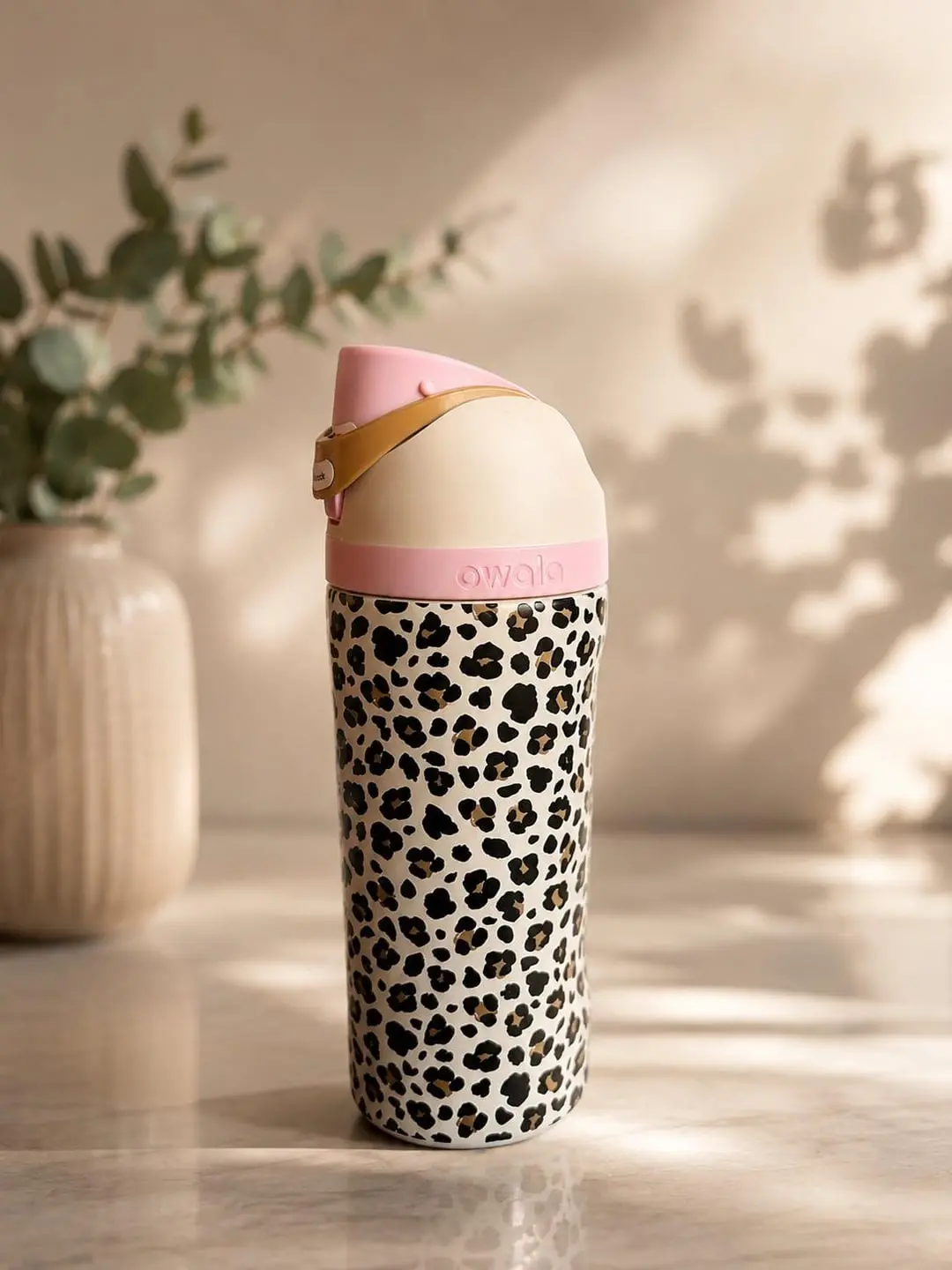 [New] Owala Cat & Jack 16 oz. FreeSip 16oz Water Bottle, Custom Pink Leopard Cheetah Animal Print Insulated Stainless Steel Tumbler, Trendy Coquette Gift for Her