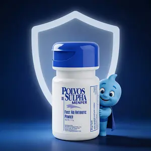 POLVOS DE SULPHA MENPER First Aid, Healing Wound Seal Powder, Essential Wound Care for Travel, Effective Healing and Protection, 7.5g, 1-Pack - Quick Relief for Minor Cuts and Scrapes.