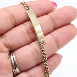14KT Gold Baby-Cuban Bracelet for Kids Size 6” - Elegant 14K Gold Finish Children's Jewelry