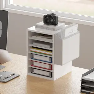 Office Desk File Organizer Rack, Teacher Classroom Mail Sorter, 6 Adjustable Layers, Name Slot, Paper Storage Compartment