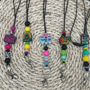 Silicone Bead Lanyard with Breakaway Clasp - Versatile ID, Keys & Small Items Accessory, Colorful Beads, Convenient Design