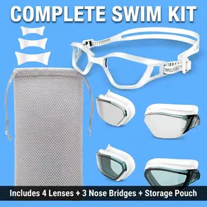 White No Leak Swim Goggles with Soft Seal, Anti-Scratch Swimming Glasses for Teens & Adults, Fashion Style for Pool Parties and Outdoor Swimming #GLOBAL PICKS