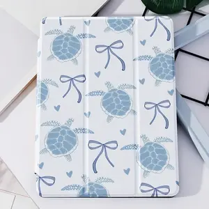 A Protective Case for Tablets Featuring a Sea Turtle Design, with a Three-Fold Cover, Stand, And Pen Holder, Compatible with for ipad Air 4Th/5Th (10.9-Inch), 7/8/9Th (10.2-Inch), 5Th/6Th/Air1/Air2 (9.7-Inch), Air 3Rd (10.5-Inch), Pro (11-Inch), And 10Th