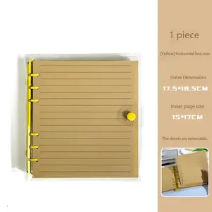Student Favorite Business Essential Square Transparent PVC Soft Cover Leather Notebook, Detachable Blank Diary, Vintage Lined Journal