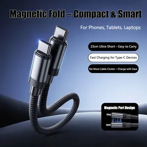 Pd100w Max Fast Charging Cable, Magnetic Data Cable, Short Type-C to Type-C Charger, Compatible with iPhone, Switch, Macbook, iPad, Xiaomi, Samsung, Huawei