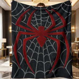 Spider Pattern Printed Flannel Blanket, Soft And Cozy Blanket, Modern Style Blanket, Suitable For Travel, Camping, Office Lunch Break Blanket And Home Decoration, Ideal Birthday, Holiday Gift Four Seasons Universal Multifunctional Blanket/Perfect Gift