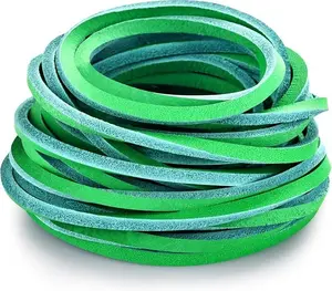 3mm Flat Genuine Leather Strip Cord Lace Full Grain Cowhide Leather Laces Lacing Braiding String (Atlantis_5Yards)