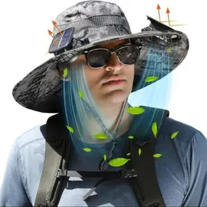 Outdoor Wide Brim Solar Powered Fan Hat, Sun Hat, Cooling Sun Cap, Unisex Fishing Cap with Dual Drive Fans for Hiking Camping, Perfect Gift