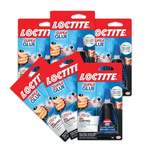 Loctite Super Glue Ultra Gel Control, Clear Superglue For Plastic, Wood, Metal, Crafts, & Repair, Cyanoacrylate Adhesive Instant Glue, Quick Dry - 0.14 fl oz Bottle, Pack Of 6