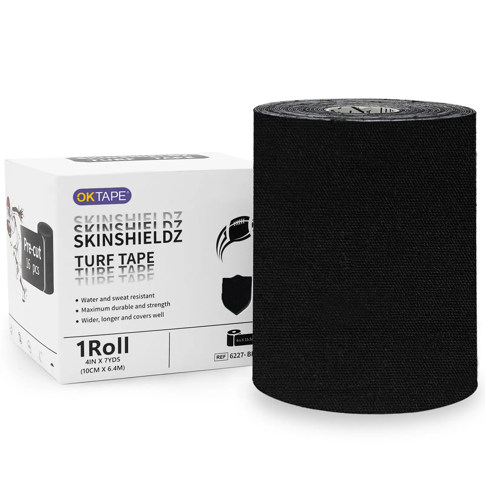 OKTAPE Football Turf Kinesiology Tape 1 Roll, Extra Wide Tape for Turf Burn, 4in x 21ft (16pcs) Kinesiology Tape Waterproof, Durable and Super Sticky