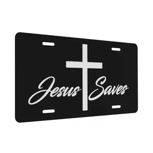 Jesus Saves Front License Plate - Humor Decal for Trucks & Cars, Weather Resistant, Easy Installation, 12x6 Inches, Handmade in the USA
