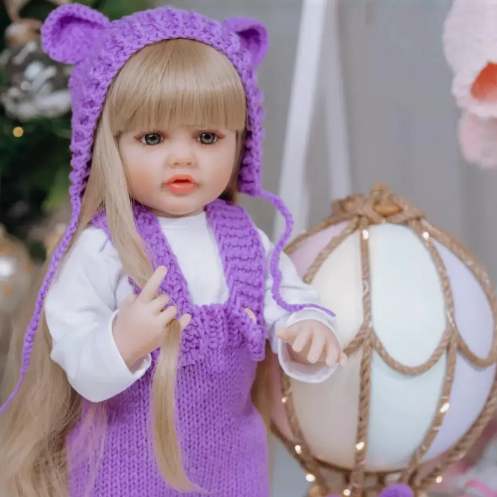 BZDOLL 55Cm / 22Inch Full Body Vinyl Reborn Baby Girl Doll - 1.4kg Soft Silicone, Bath-Safe Toy, Lifelike Princess Toddler, Children's Playmate, Companion for the Elderly, Washable Feel, Birthday Gift Option
