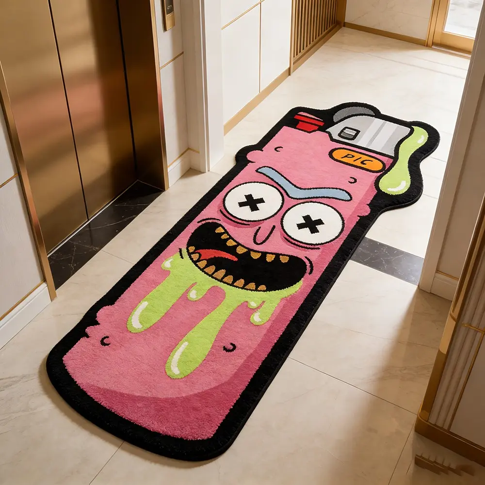 Creative Cartoon Lighter Pattern Rug, Fun Crazy Expressions, Fashion Home Decor Carpet, Soft Plush Mat Use Placement for Bedroom, Study, Sofa, Closet, Fluffy Rugs, Decorative Rugs