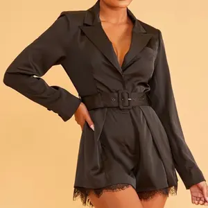 Satin blazer romper