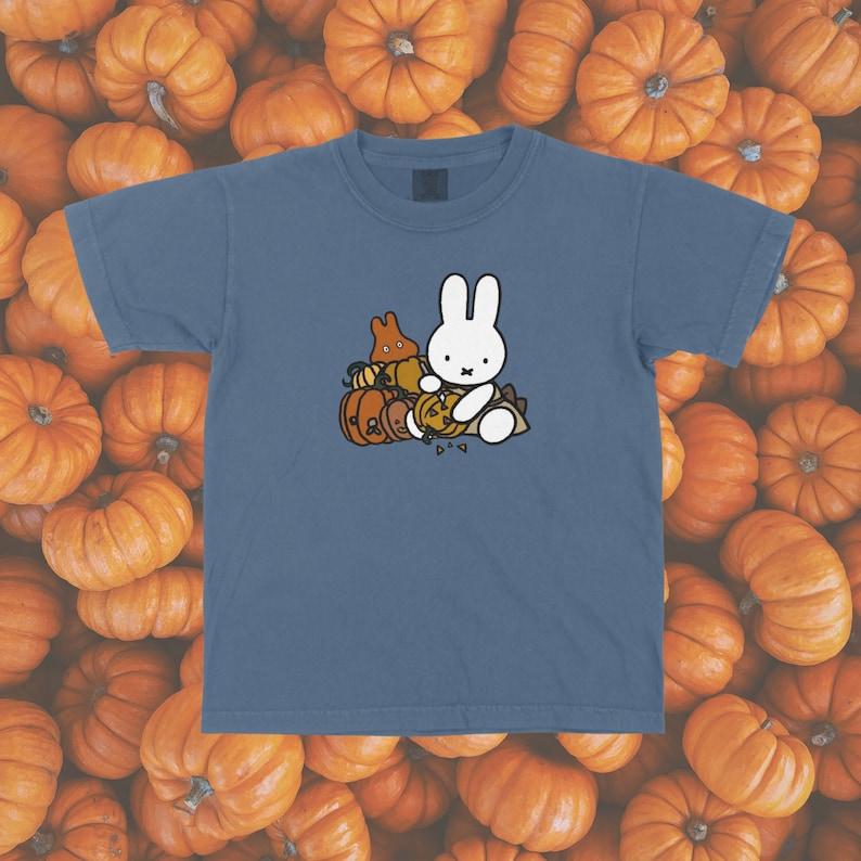 Pumpkin Miffy Baby Tee Y2K Aesthetic White Bunny Graphic T-Shirt , Gifts Smiski Gifts Pumpkin Miffy Baby Tee Y2K Aesthetic White Bunny Graphic T-Shirt , Gifts Smiski Gifts
