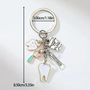 [Dental Keychain] Dental-Themed Alloy Keychain | Tooth & Toothpaste Charms, Enamel "Dentist" Tag, "Love Dental Care" Design - Ideal Gift for Dental Assistants, Dental Hygienists & Homecoming Festival